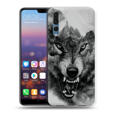 Силиконовый противоударный чехол на Huawei P20 Pro с принтом Волк