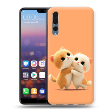 Силиконовый противоударный чехол на Huawei P20 Pro с принтом Милые котики