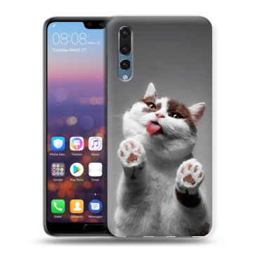 Силиконовый противоударный чехол на Huawei P20 Pro с принтом Коты