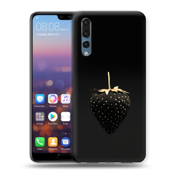 Силиконовый противоударный чехол на Huawei P20 Pro с принтом Черная клубника