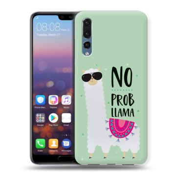Силиконовый противоударный чехол на Huawei P20 Pro с принтом Лама