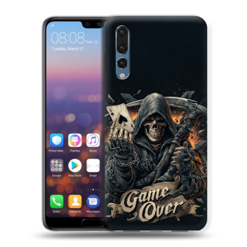 Силиконовый противоударный чехол на Huawei P20 Pro с принтом Скелет карты