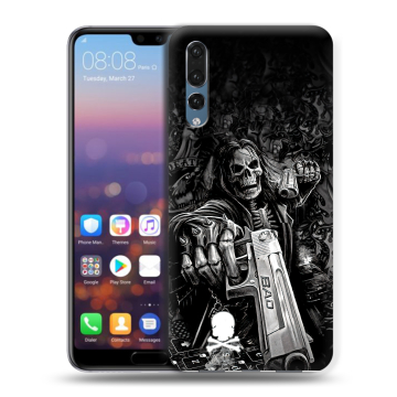 Силиконовый противоударный чехол на Huawei P20 Pro с принтом Скелет