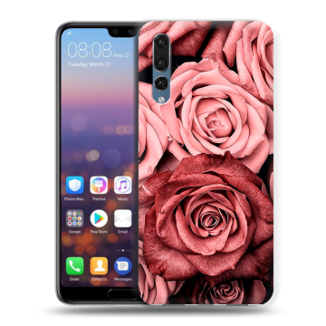 Силиконовый противоударный чехол на Huawei P20 Pro с принтом Цветы розы