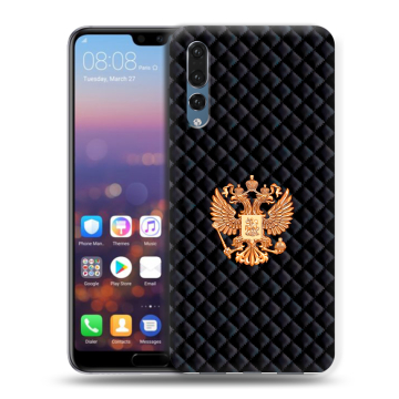 Силиконовый противоударный чехол на Huawei P20 Pro с принтом Герб России принт
