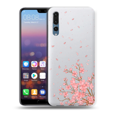 Силиконовый противоударный чехол на Huawei P20 Pro с принтом Ветка сакуры Силиконовый противоударный чехол на Huawei P20 Pro с принтом Ветка сакуры