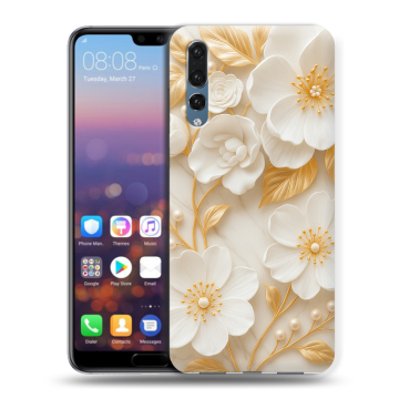 Силиконовый противоударный чехол на Huawei P20 Pro с принтом Цветы Силиконовый противоударный чехол на Huawei P20 Pro с принтом Цветы