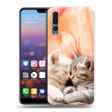 Силиконовый противоударный чехол на Huawei P20 Pro с принтом Котята