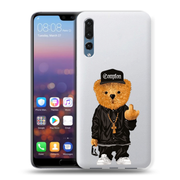 Силиконовый противоударный чехол на Huawei P20 Pro с принтом Мишка Силиконовый противоударный чехол на Huawei P20 Pro с принтом Мишка