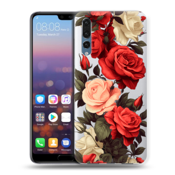 Силиконовый противоударный чехол на Huawei P20 Pro с принтом Розы Силиконовый противоударный чехол на Huawei P20 Pro с принтом Розы
