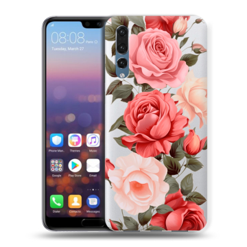 Силиконовый противоударный чехол на Huawei P20 Pro с принтом Розы Силиконовый противоударный чехол на Huawei P20 Pro с принтом Розы