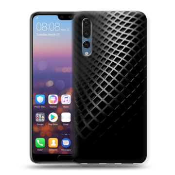 Силиконовый противоударный чехол на Huawei P20 Pro с принтом Текстура металла
