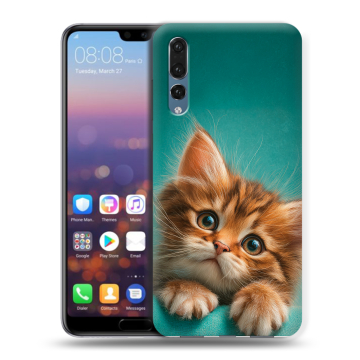 Силиконовый противоударный чехол на Huawei P20 Pro с принтом котенок