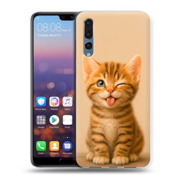 Силиконовый противоударный чехол на Huawei P20 Pro с принтом котенок Силиконовый противоударный чехол на Huawei P20 Pro с принтом котенок
