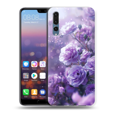 Силиконовый противоударный чехол на Huawei P20 Pro с принтом Розы цветы