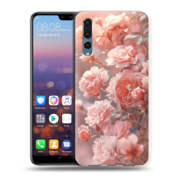 Силиконовый противоударный чехол на Huawei P20 Pro с принтом Розовые розы Силиконовый противоударный чехол на Huawei P20 Pro с принтом Розовые розы