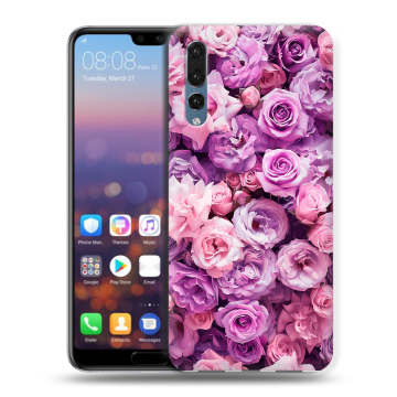 Силиконовый противоударный чехол на Huawei P20 Pro с принтом лавандовые розы