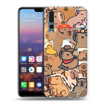 Силиконовый противоударный чехол на Huawei P20 Pro с принтом капибара
