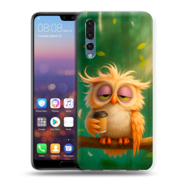 Силиконовый противоударный чехол на Huawei P20 Pro с принтом сова