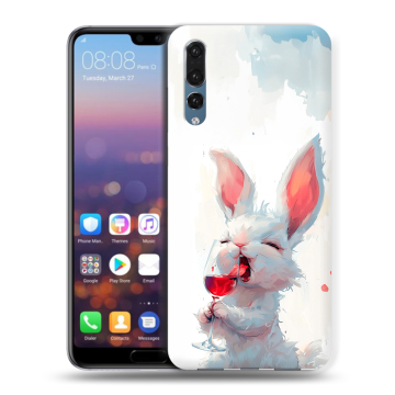 Силиконовый противоударный чехол на Huawei P20 Pro с принтом кролик зайчик Силиконовый противоударный чехол на Huawei P20 Pro с принтом кролик зайчик