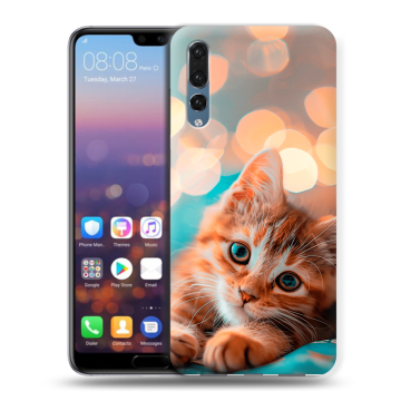 Силиконовый противоударный чехол на Huawei P20 Pro с принтом котик Силиконовый противоударный чехол на Huawei P20 Pro с принтом котик