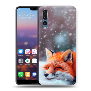Силиконовый противоударный чехол на Huawei P20 Pro с принтом лиса Силиконовый противоударный чехол на Huawei P20 Pro с принтом лиса