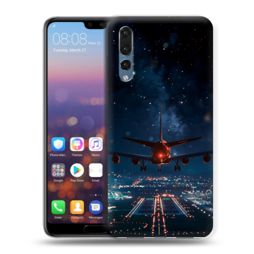 Силиконовый противоударный чехол на Huawei P20 Pro с принтом самолет Силиконовый противоударный чехол на Huawei P20 Pro с принтом самолет