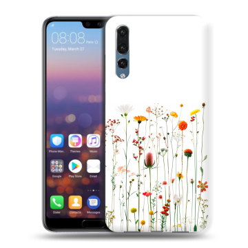 Силиконовый противоударный чехол на Huawei P20 Pro с принтом цветы Силиконовый противоударный чехол на Huawei P20 Pro с принтом цветы
