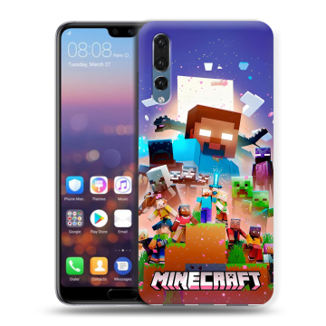Силиконовый противоударный чехол на Huawei P20 Pro с принтом Майнкрафт Minecraft