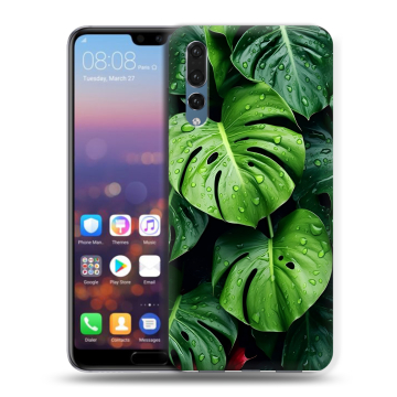 Силиконовый противоударный чехол на Huawei P20 Pro с принтом Листья Силиконовый противоударный чехол на Huawei P20 Pro с принтом Листья