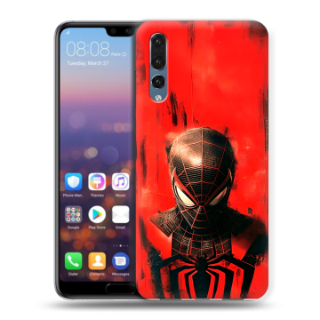 Силиконовый противоударный чехол на Huawei P20 Pro с принтом человек паук spiderman