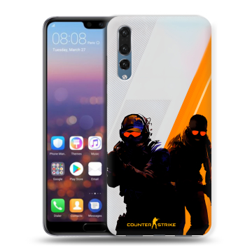 Силиконовый противоударный чехол на Huawei P20 Pro с принтом Контер страйк Counter strike