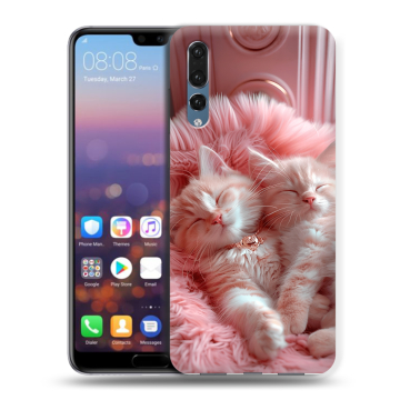 Силиконовый противоударный чехол на Huawei P20 Pro с принтом котята котики