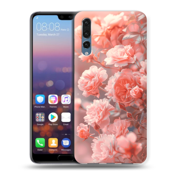 Силиконовый противоударный чехол на Huawei P20 Pro с принтом Розы цветы Силиконовый противоударный чехол на Huawei P20 Pro с принтом Розы цветы