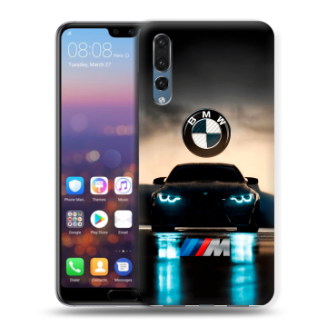 Силиконовый противоударный чехол на Huawei P20 Pro с принтом БМВ BMW