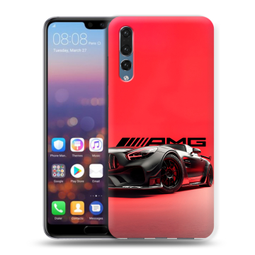 Силиконовый противоударный чехол на Huawei P20 Pro с принтом Мерседес Mercedes AMG