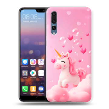 Силиконовый противоударный чехол на Huawei P20 Pro с принтом Единорог