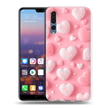 Силиконовый противоударный чехол на Huawei P20 Pro с принтом Сердечки