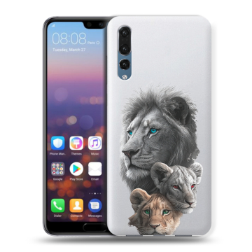 Силиконовый противоударный чехол на Huawei P20 Pro с принтом Львы