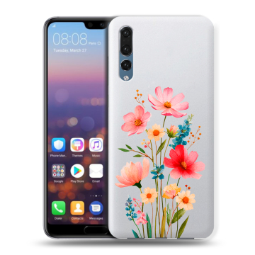 Силиконовый противоударный чехол на Huawei P20 Pro с принтом Цветы