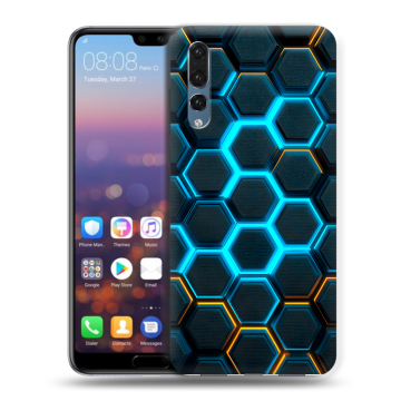Силиконовый противоударный чехол на Huawei P20 Pro с принтом Неоновые соты