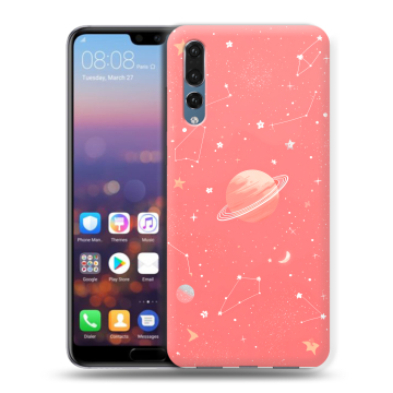 Силиконовый противоударный чехол на Huawei P20 Pro с принтом Розовый космос