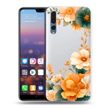 Силиконовый противоударный чехол на Huawei P20 Pro с принтом Цветы принт
