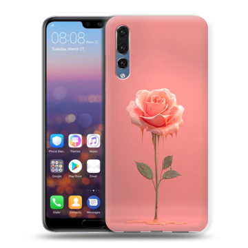 Силиконовый противоударный чехол на Huawei P20 Pro с принтом Розовая роза