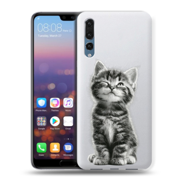 Силиконовый противоударный чехол на Huawei P20 Pro с принтом Котенок Силиконовый противоударный чехол на Huawei P20 Pro с принтом Котенок