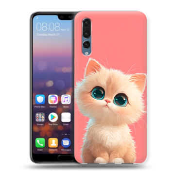 Силиконовый противоударный чехол на Huawei P20 Pro с принтом Розовый котенок