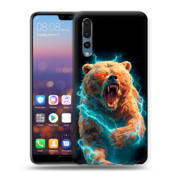 Силиконовый противоударный чехол на Huawei P20 Pro с принтом Медведь