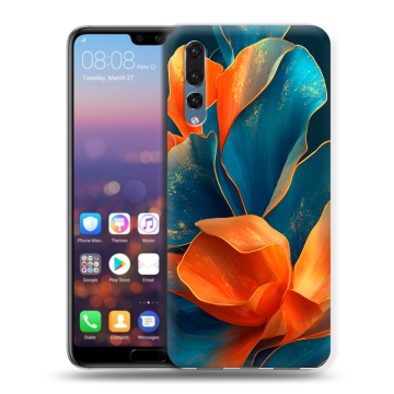 Силиконовый противоударный чехол на Huawei P20 Pro с принтом Цветы