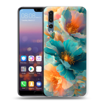 Силиконовый противоударный чехол на Huawei P20 Pro с принтом Цветы