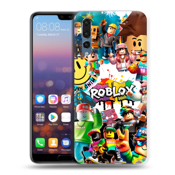 Силиконовый противоударный чехол на Huawei P20 Pro с принтом Roblox Роблокс